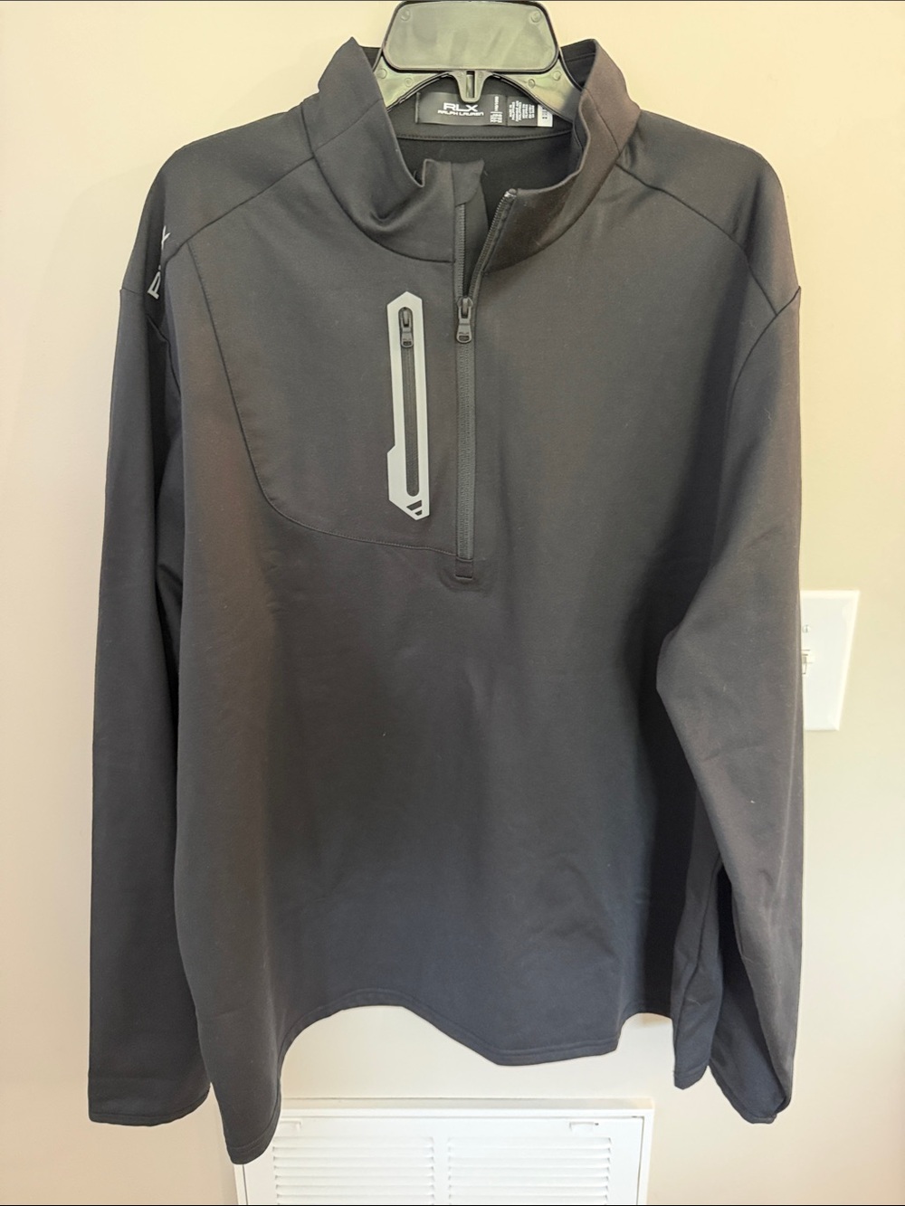 Men's XXL RLX Ralph Lauren Black Performance Quarter-Zip Pullover by